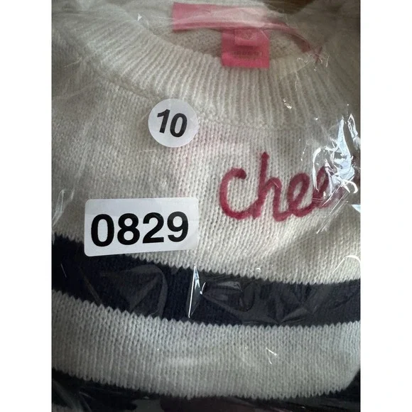 Lilly Pulitzer  Sweater Cheers To The Weekend Size XS Red White‎ Blue Stripe - Picture 15 of 15